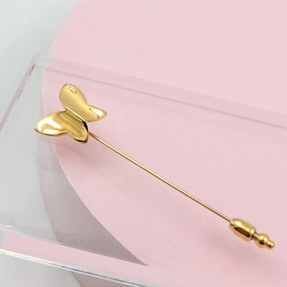Vintage Crown Trifari Butterfly Stick Pin‎ Gold Tone Dainty Minimalist Spring